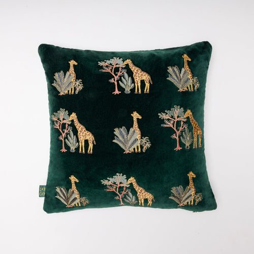 Giraffe Cushion Cover – Forest Green
