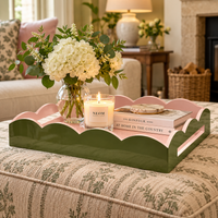 Addison Ross Two-Tone Scallop Tray Khaki & Pink
