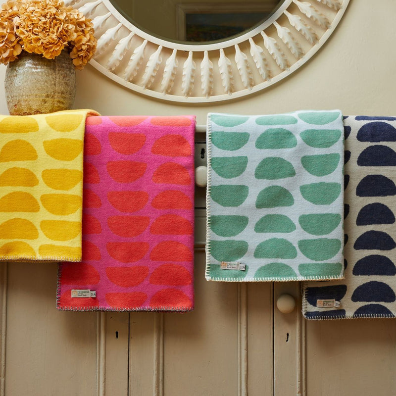 Cotton Halfmoon Throw in Green or Pink & Orange
