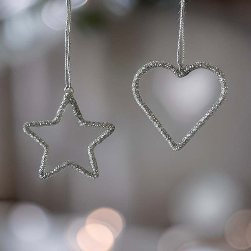 Silver Glass Beaded Star