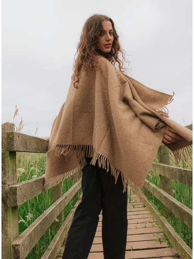 Herringbone Pure Wool Throw in Camel