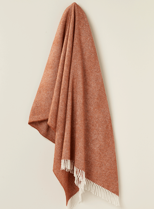Pure New Wool Herringbone Throw ~ Brick