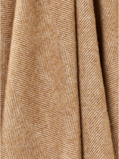 Herringbone Pure Wool Throw in Camel