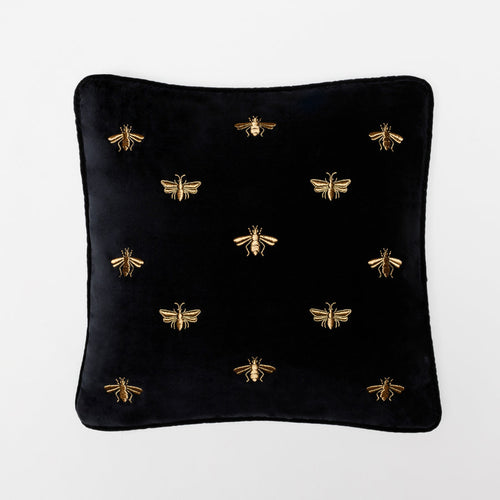 Honey Bee Conservation Cushion Cover ~ Charcoal