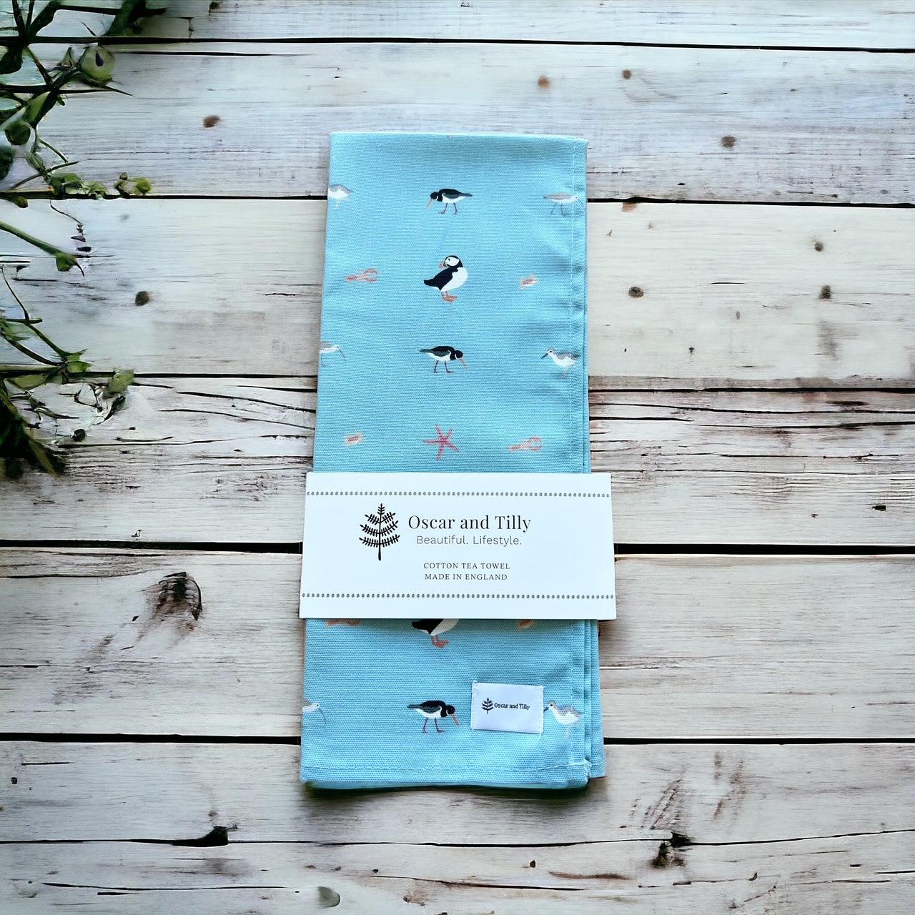 Coastal Tea Towel in Canal Blue