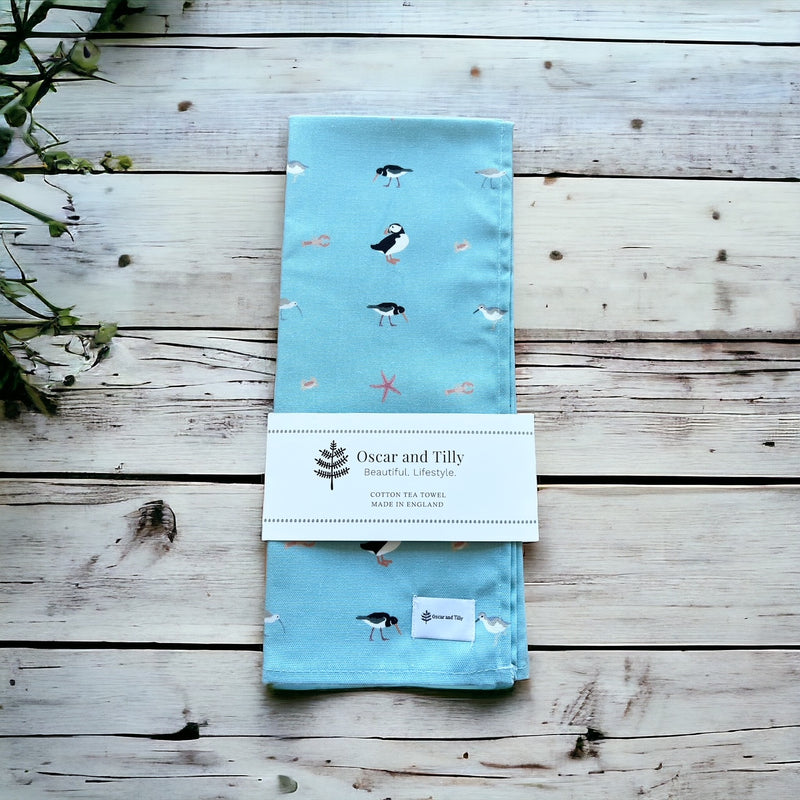 Coastal Tea Towel in Canal Blue