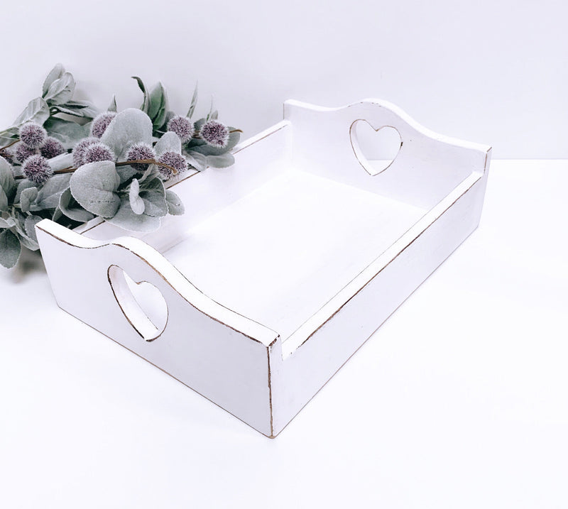 White Distressed Wooden Tray