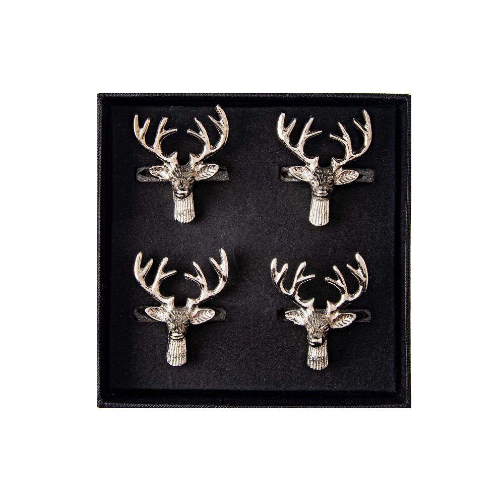 Gift Boxed Stag Napkin Rings - set of 4