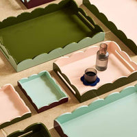 Addison Ross Two-Tone Scallop Tray Khaki & Pink