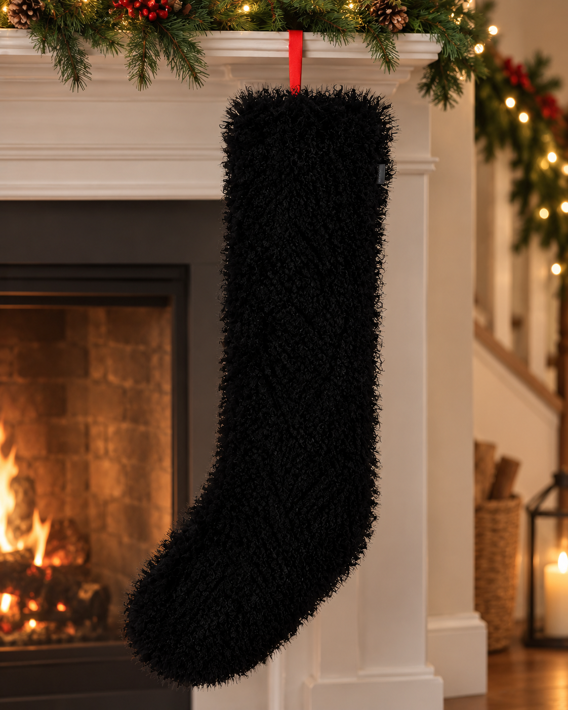Christmas Stocking - Afghan | Black
