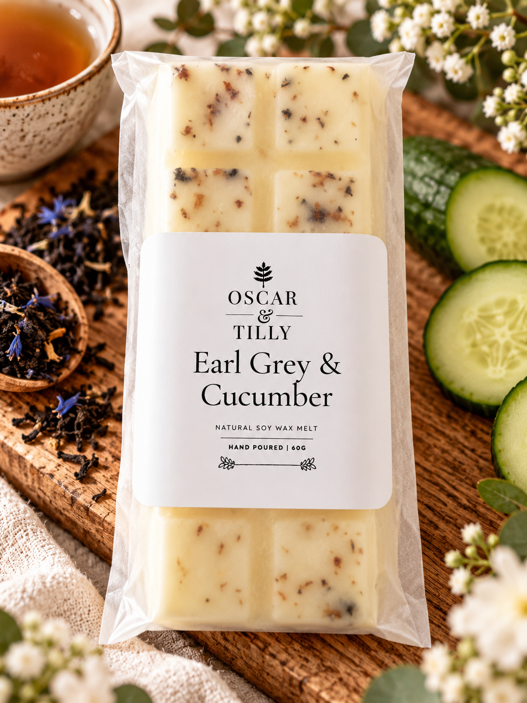 Earl Grey and Cucumber Scented Snap Bar Wax Melt