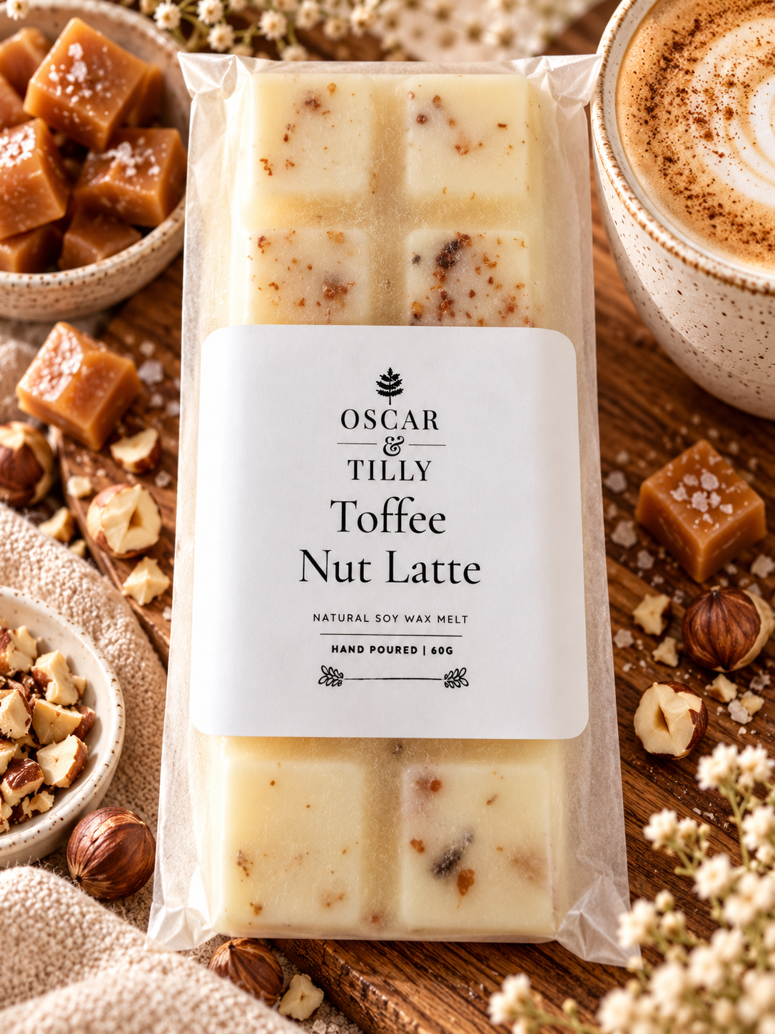 Toffee Nut Latte Scented Snap Bar Wax Melt