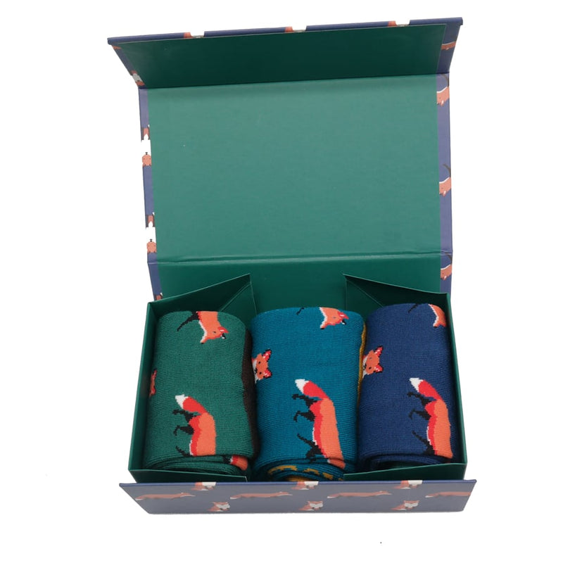 Mr Heron Foxes Socks Box – 3 pairs