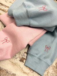 Embroidered Miniature Bow Motif Sweatshirt
