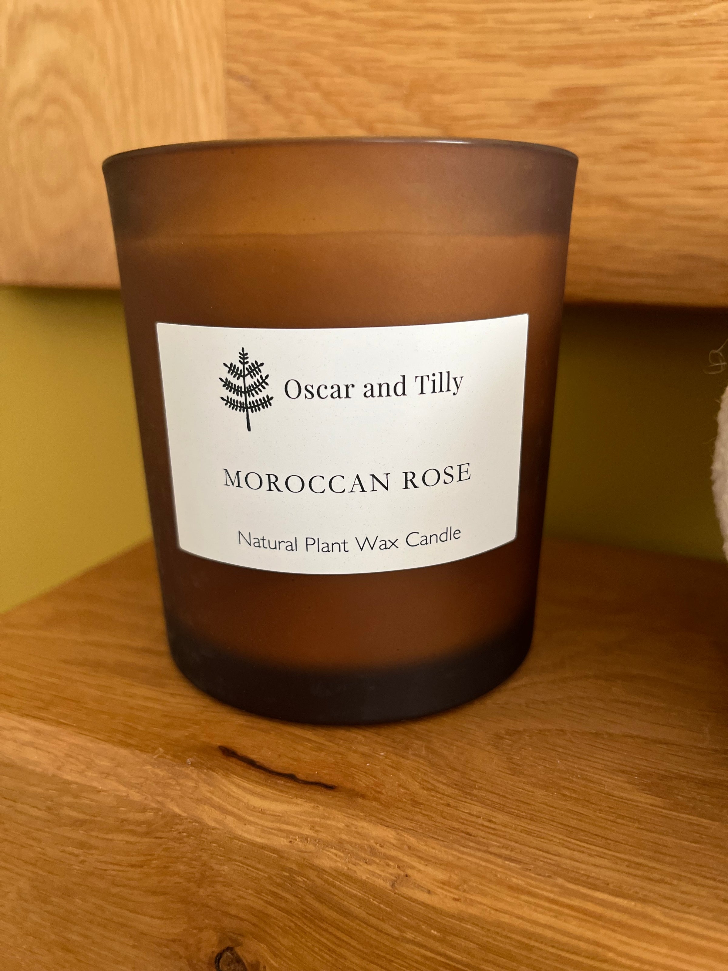 Frosted Amber Candle Jar - Moroccan Rose