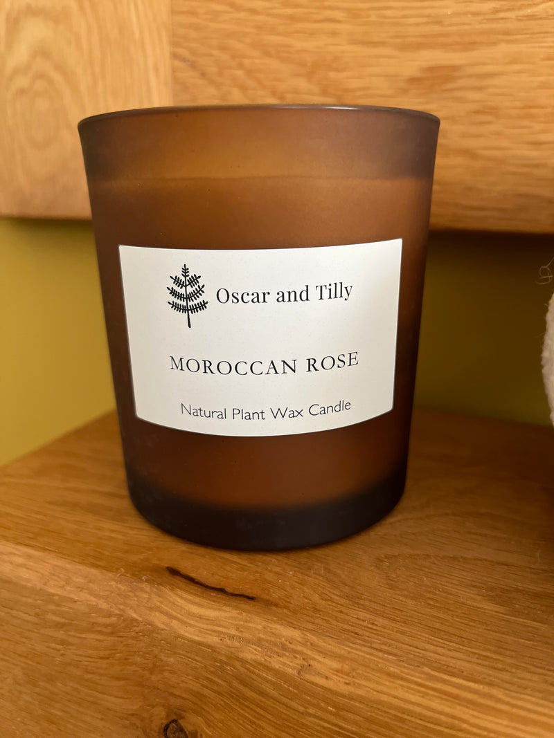 Frosted Amber Candle Jar - Moroccan Rose