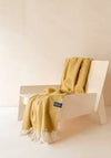 Recycled Wool Blanket in Mustard Herringbone