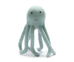 Tactile Knitted Organic Cotton Sea Green Octopus Plush Toy