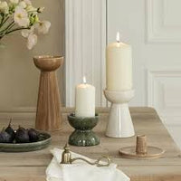 Bowen Pillar Candle Holder ~ in Linen or Moss