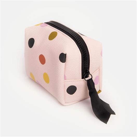 Pale Pink Dotty Mini Cube Cosmetic Bag