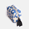 Blue Mono Flower Mini Cube Cosmetic Bag