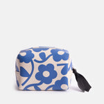 Blue Mono Flower Mini Cube Cosmetic Bag