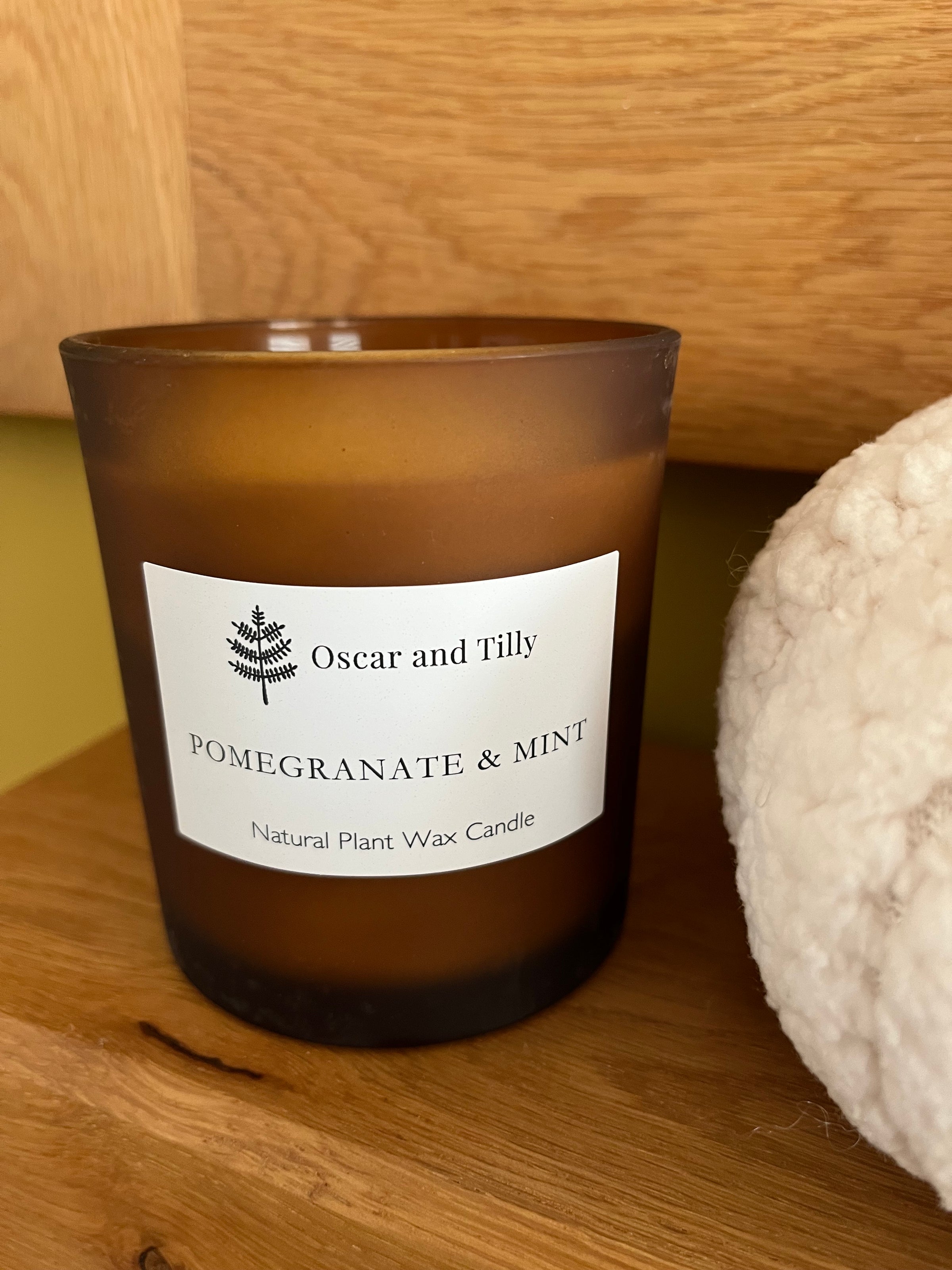 Frosted Amber Candle Jar - Pomegranate & Mint