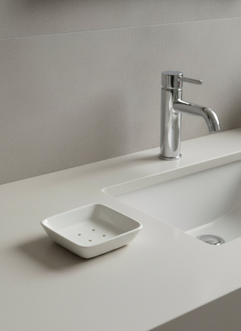 Porcelain Soap Dish in Charcoal and White