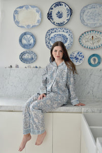 Cornflower Blue Floral Print Pyjamas