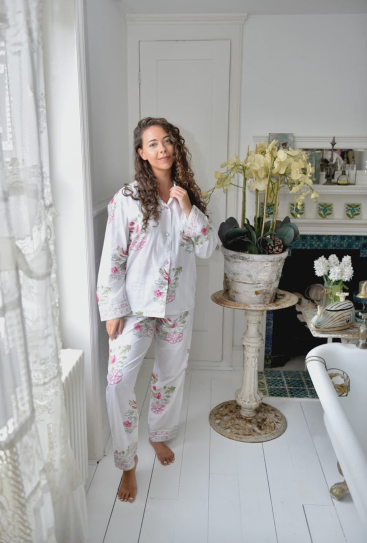 Pink & Mint Green Block Print Pyjamas