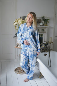 Blue & White Safari Toile De Jouy Print Pyjamas
