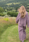Cotton Oversized Pyjamas in Lilac Checkerboard