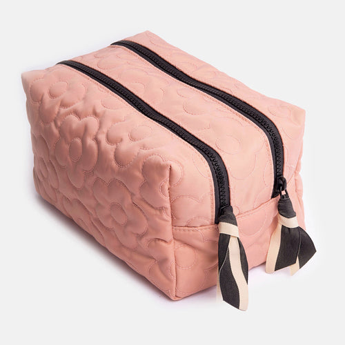 Pink Quilted Flower Large Travel Washbag