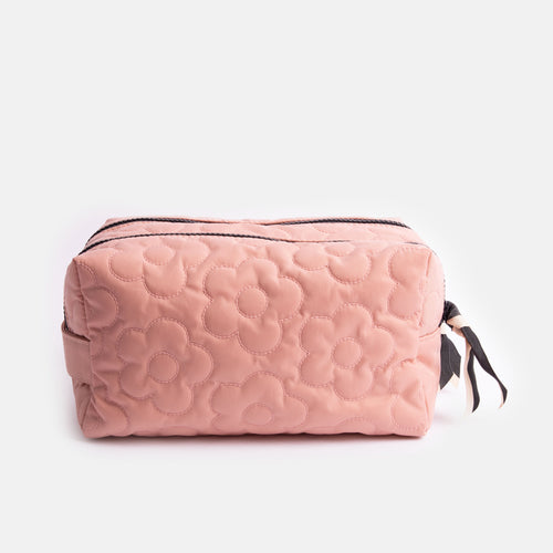 Pink Quilted Flower Large Travel Washbag