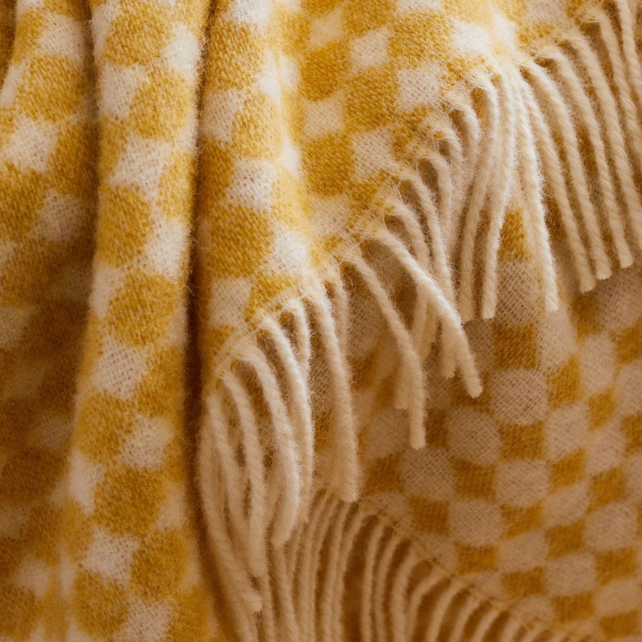 Jacquard Spot Wool Throw ~ Oil Yellow