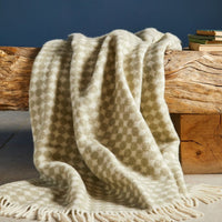 Jacquard Spot Wool Throw ~ Sage