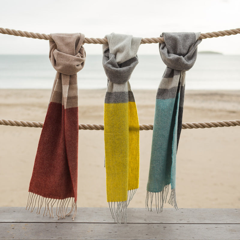 Soft Lambswool Scarf ~ Canary Stripe