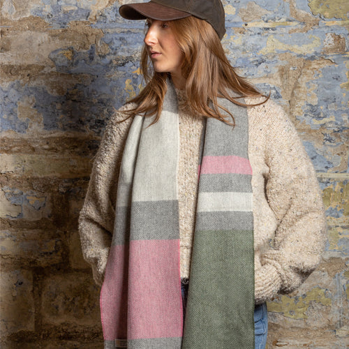 Soft Lambswool Scarf ~ Roseate Stripe