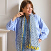 Yellow Tassel Circular Blue Scarf