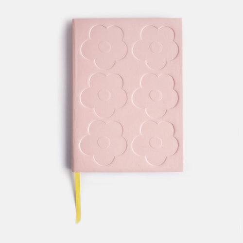 Debossed Flowers Pink Slim Casebound Notebook