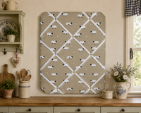 Large Handmade Fabric Noticeboard ~ Sheep in Sage Green