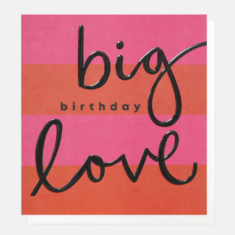 Big Birthday Love Red & Pink Stripe Card