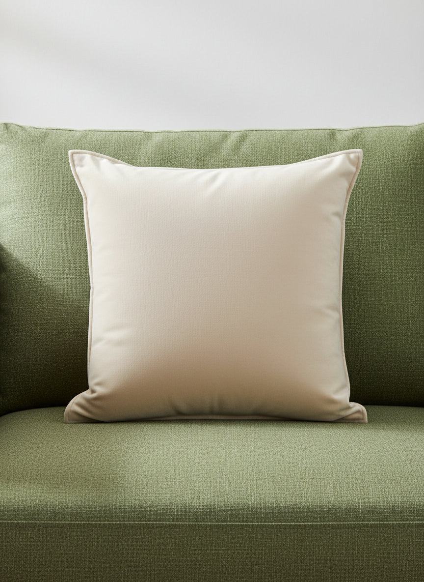 Velvet Square Cushion Cover in Cream