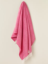 Herringbone Pure Wool Throw in Fuchsia