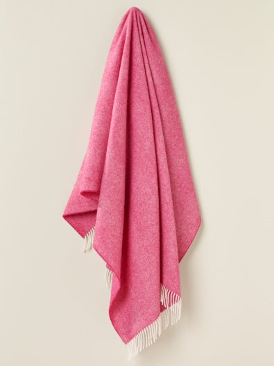 Herringbone Pure Wool Throw in Fuchsia