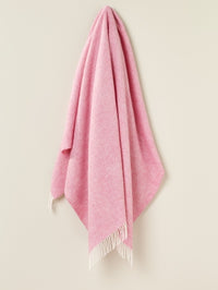 Herringbone Pure Wool Throw in Pale Pink