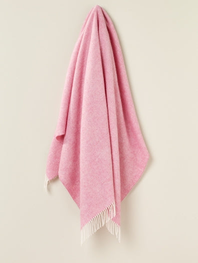 Herringbone Pure Wool Throw in Pale Pink