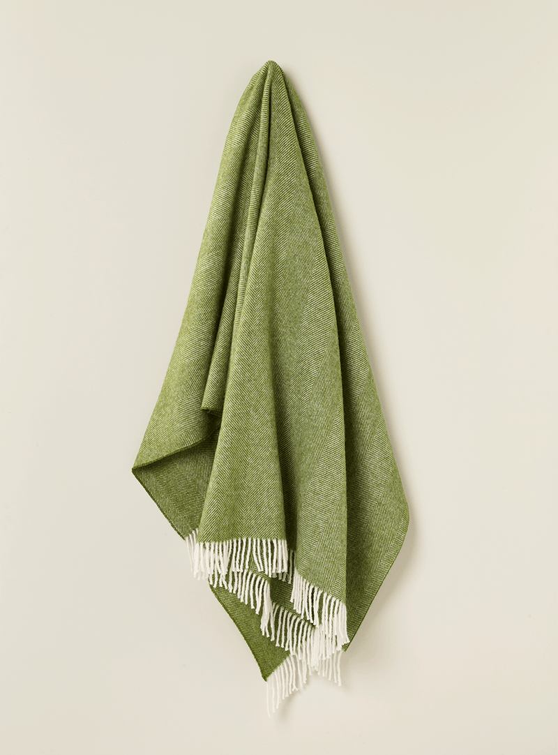 Pure New Wool Herringbone Throw ~ Apple
