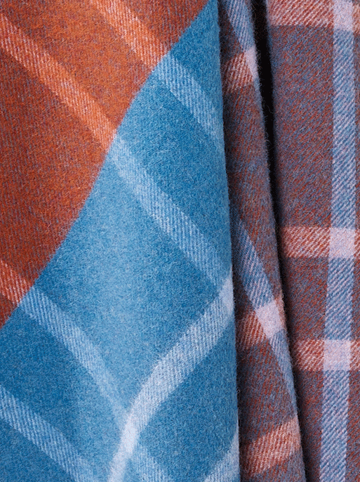 Hypoallergenic Stormness Design Shetland Wool Throw ~ Brick/Blue