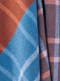 Hypoallergenic Stormness Design Shetland Wool Throw ~ Brick/Blue